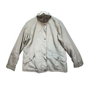 Lands' End Women's Light Weight Jacket Long Sleeve Zipper Nylon Sz L 14-16 Beige